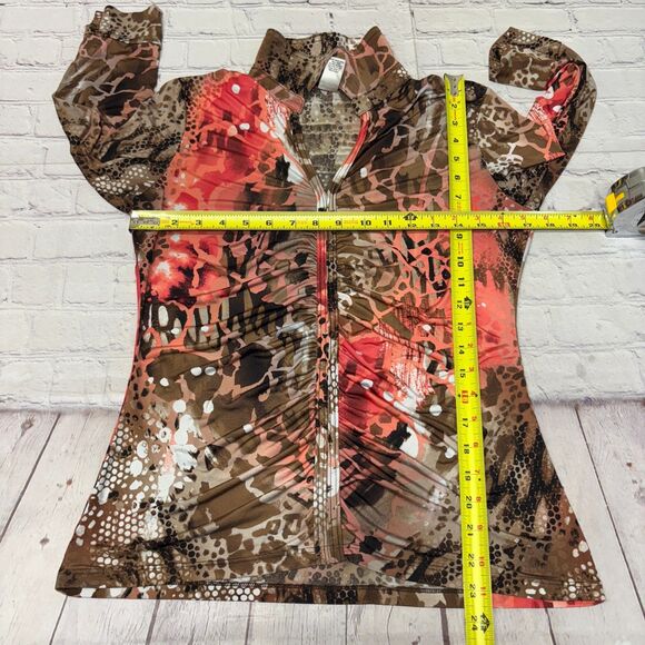Vintage Cache Women Blouse Top Shirt Size Medium Y2K Ruched Animal Print C065 12 - Picture 2 of 16